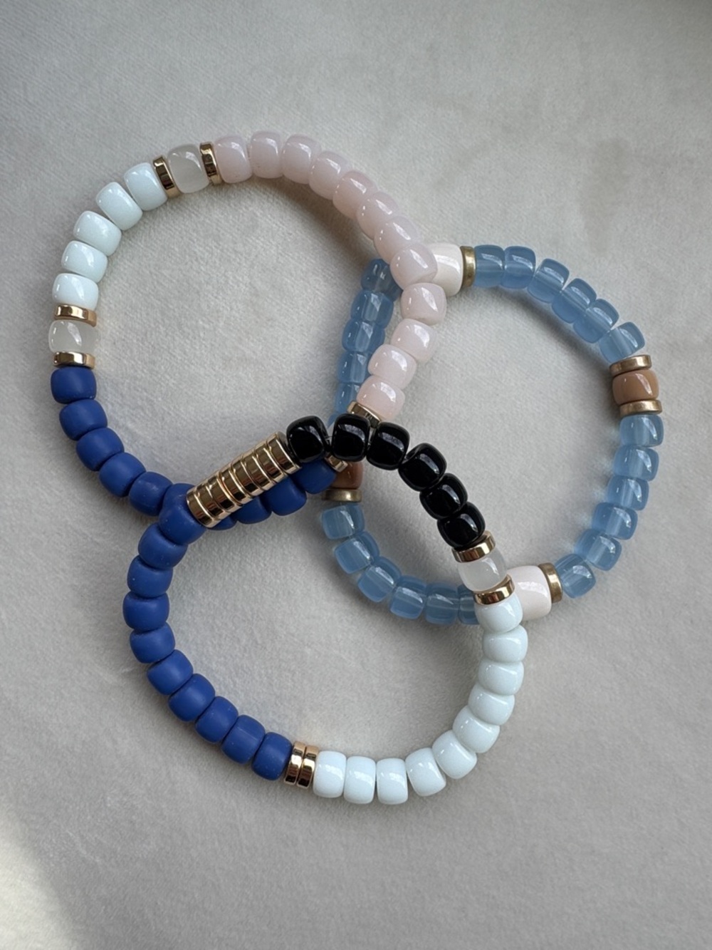 NWT SET of 3 GLASS PONY BEAD BRACELETS